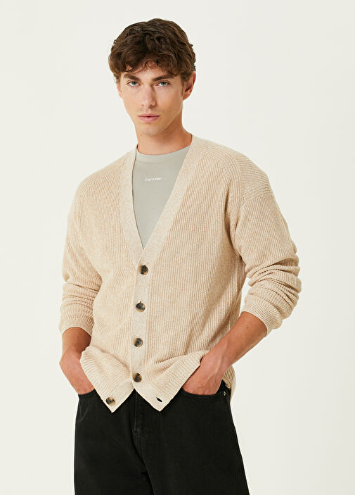 Grey Linen Knit Cardigan