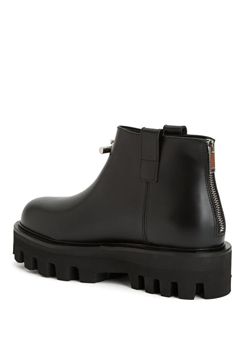 Siyah Erkek Logolu Kadın Deri Ayakkabı - Görsel 4