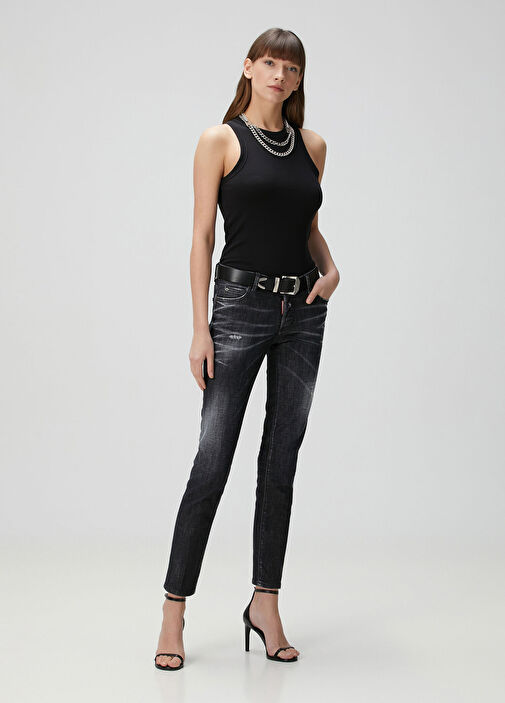 パンツ DSQUARED2 Jennifer Jean S72LB0436 S30685 Dsquared2 - Jennifer Siyah Skinny Jean Pantolon - Siyah