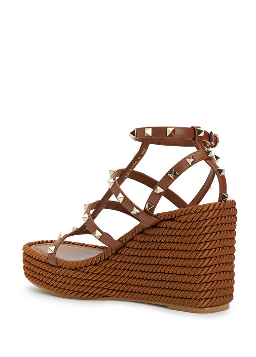 Rockstud Torchon Kahverengi Kadın Deri Espadril - Görsel 4