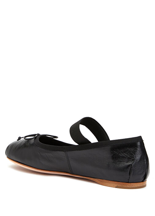 Siyah Logo Bantlı Deri Babet - Görsel 4