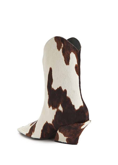 Kahve Beyaz Kadın Deri Bot - Görsel 4