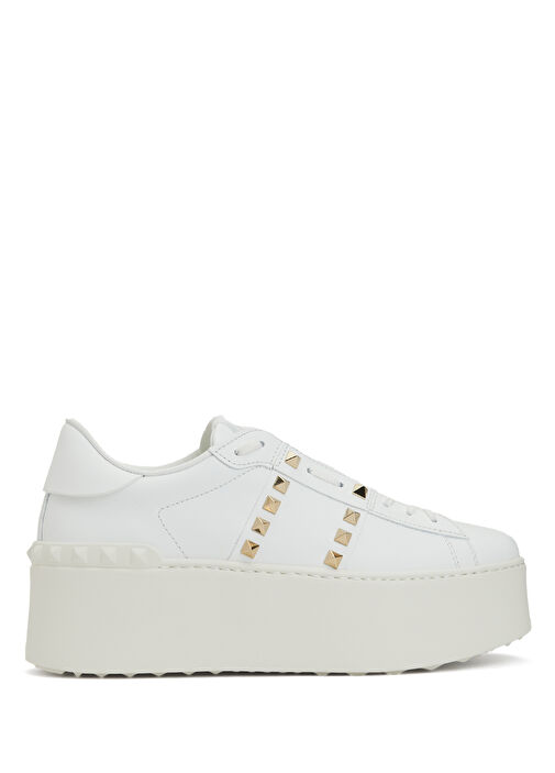 Rockstud Beyaz Kadın Deri Sneaker - Görsel 2