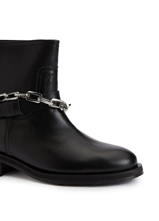 Siyah Zincir Detaylı Kadın Deri Bot - Görsel 7
