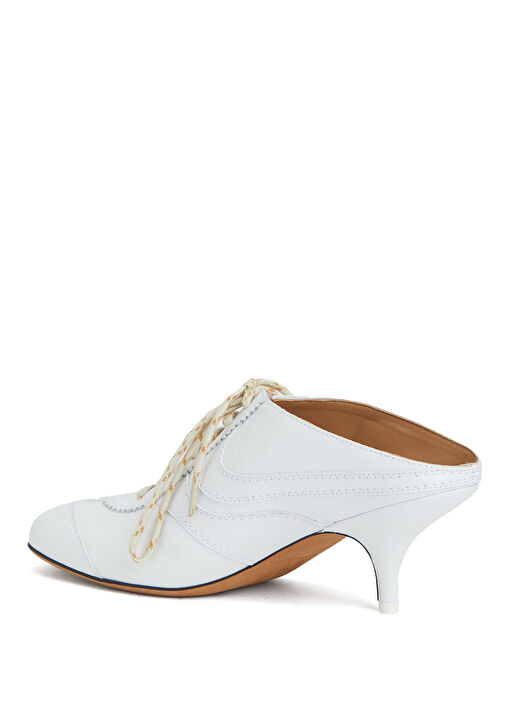 Beyaz Kadın Deri Terlik - Görsel 4