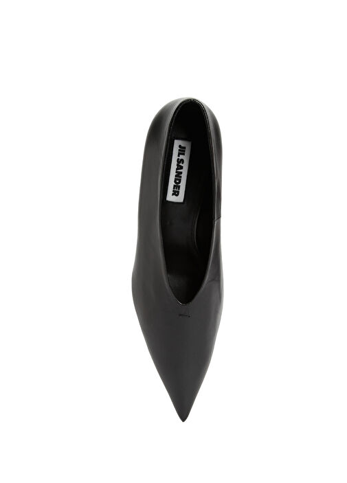 Siyah Deri Topuklu Ayakkabı - Görsel 5