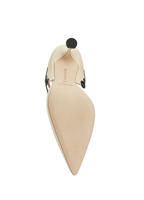 Akrabak Ekru Deri Topuklu Ayakkabı - Görsel 6