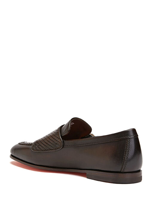 Santoni Koyu Kahverengi Santoni Carlos Erkek Deri Loafer