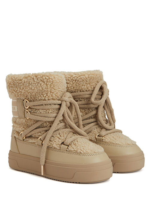 Haki Shearling Dokulu Kadın Bot - Görsel 3