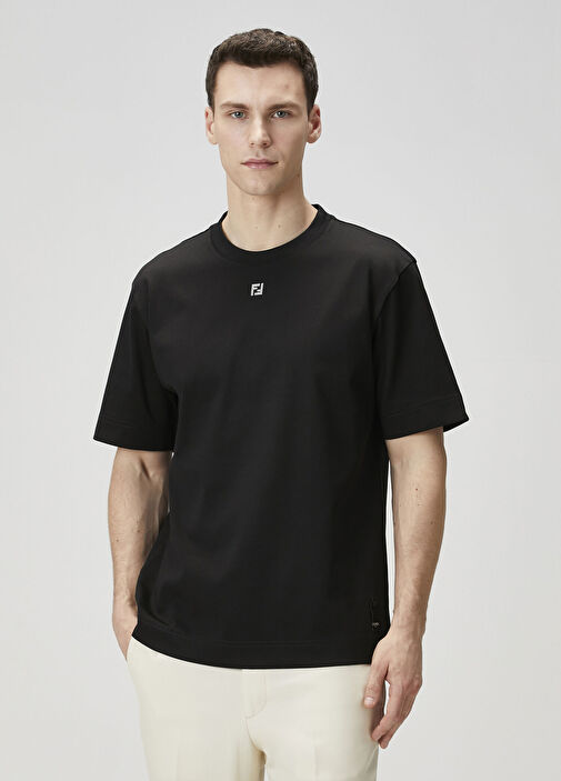 Fendi Siyah Erkek Siyah Logo Detaylı T-shirt 1697330 | Beymen