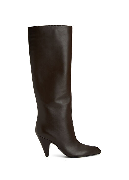 Koyu Kahverengi Kadın Deri Çizme - Görsel 2