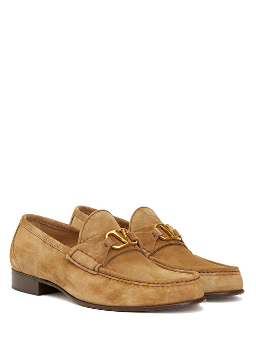 Valentino Garavani Açık Kahverengi Valentino Garavani Süet Erkek Loafer