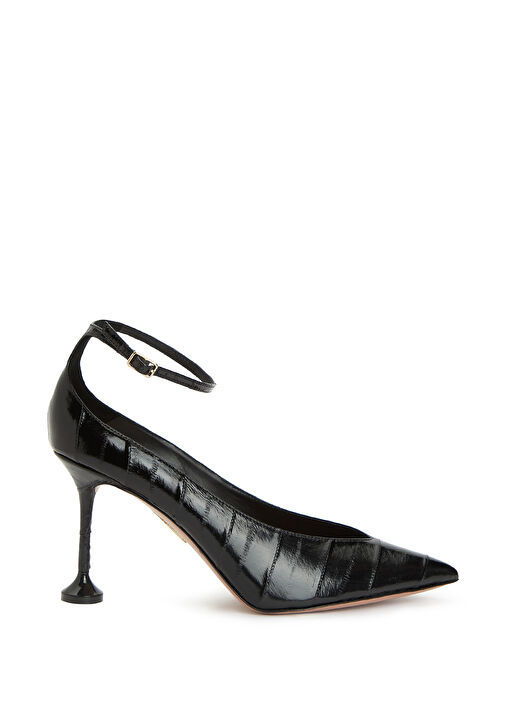 Strong Siyah Deri Topuklu Ayakkabı - Görsel 2