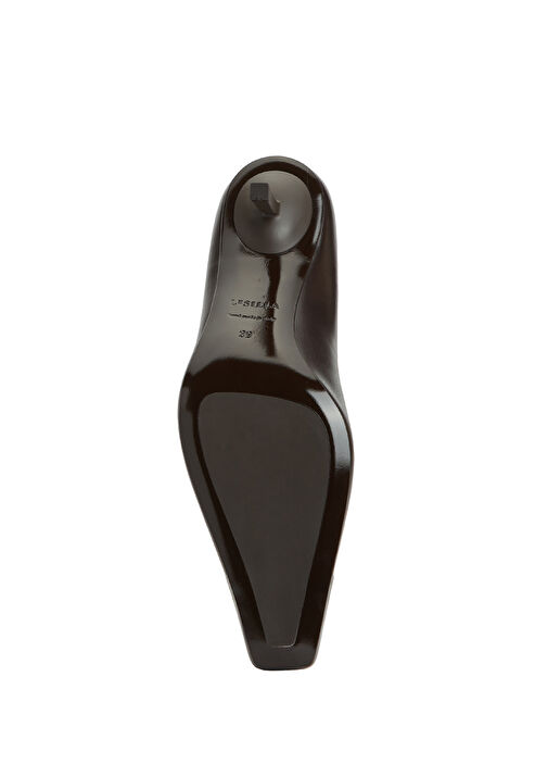 Koyu Kahverengi Deri Topuklu Ayakkabı - Görsel 6