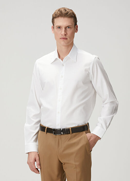 Custom Fit Beyaz Gömlek - Görsel 2