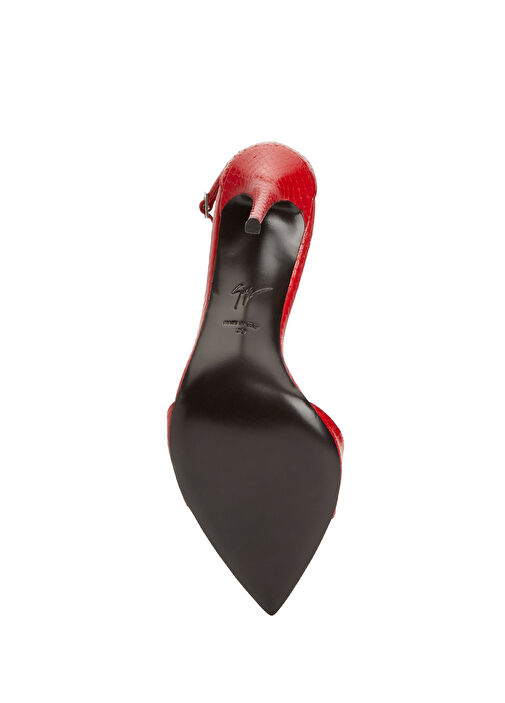 Kırmızı Kadın Deri Sandalet - Görsel 6