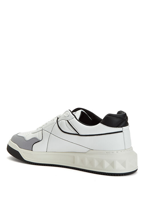 One Stud Beyaz Gri Erkek Deri Sneaker - Görsel 4