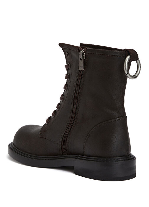 Koyu Kahverengi Kadın Deri Postal Bot - Görsel 4