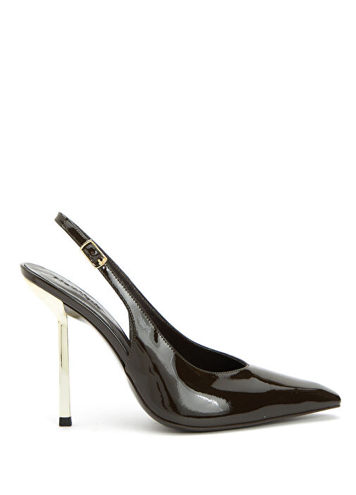 Kahverengi Deri Topuklu Ayakkabı - Görsel 2