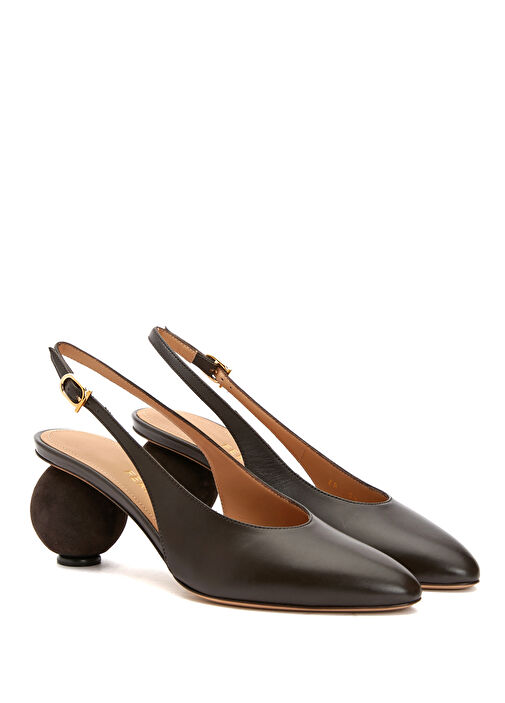 Tessie Koyu Kahverengi Deri Topuklu Ayakkabı - Görsel 3