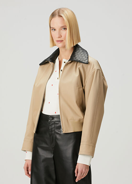 Bottega Veneta★素敵！Beige Leather Jacket w/Braid Pattern Bottega Veneta☆素敵！Beige Leather Jacket w/Braid Pattern