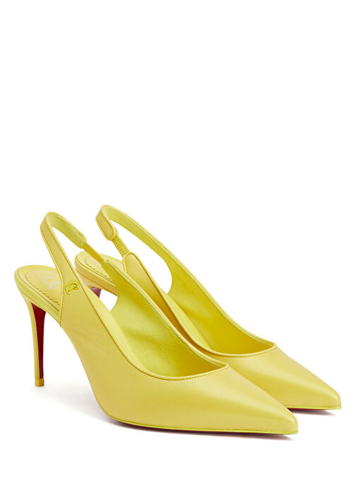 Sporty Kate Sarı Deri Topuklu Ayakkabı - Görsel 3