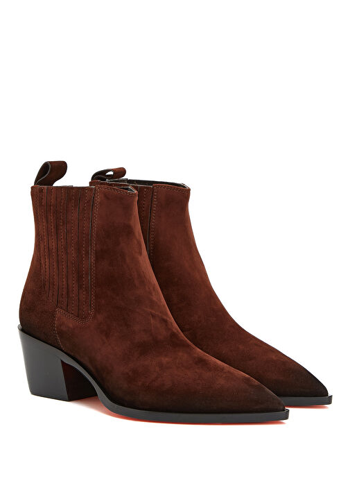 Koyu Kahverengi Kadın Süet Bot - Görsel 3