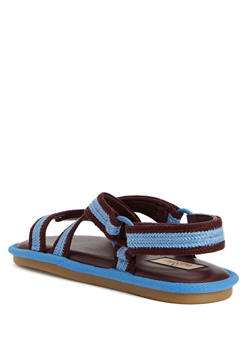 Mavi Bordo Kadın Deri Sandalet - Görsel 4