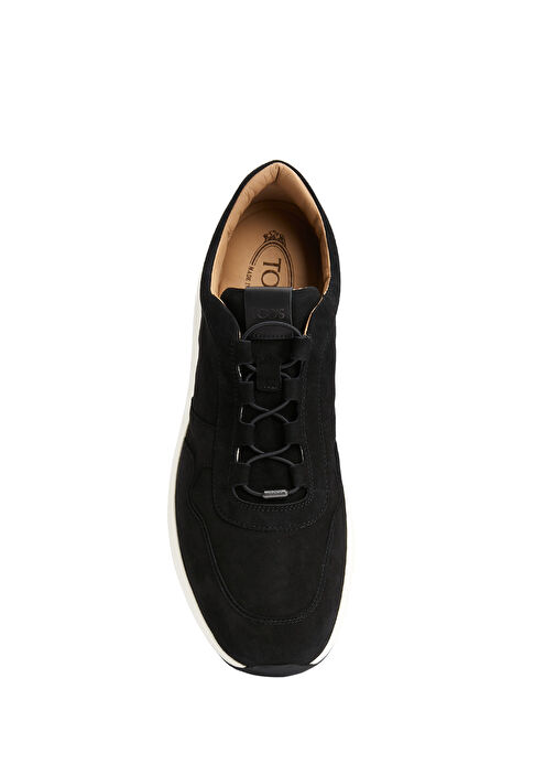 Siyah Logo Detaylı Erkek Deri Sneaker - Görsel 5