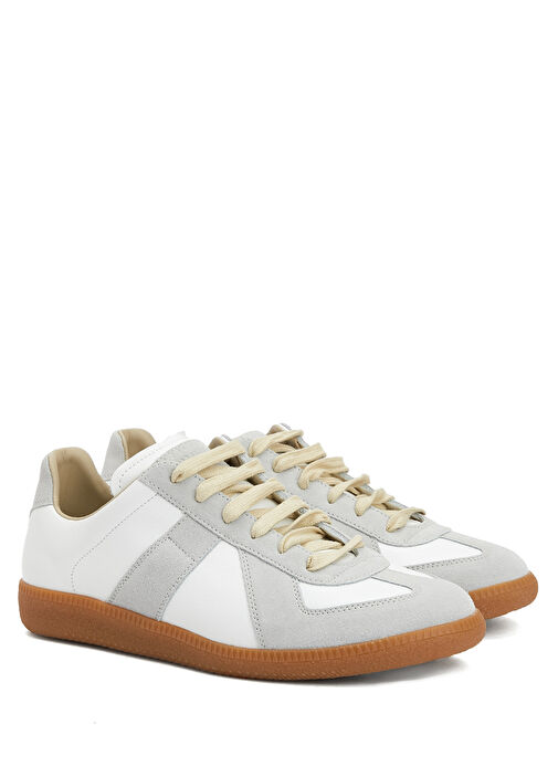 Replica Beyaz Gri Kadın Deri Sneaker - Görsel 3