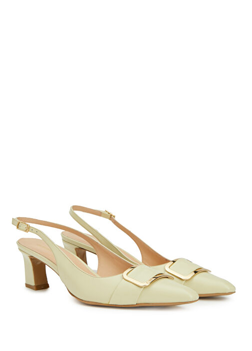 Sarı Deri Topuklu Ayakkabı - Görsel 3