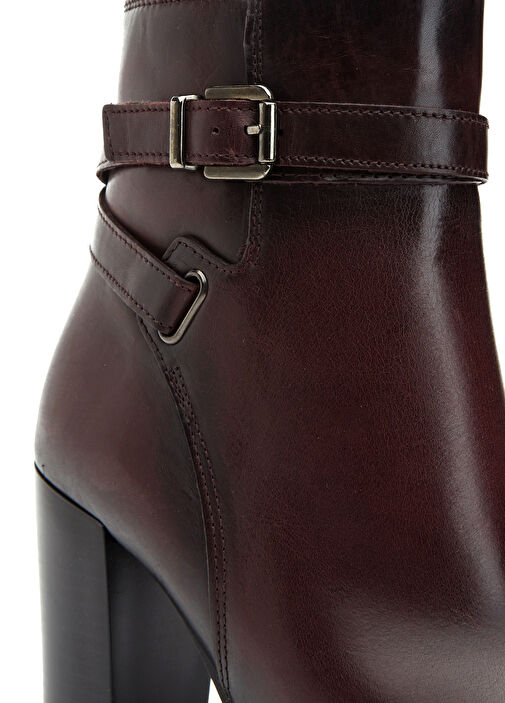 Bordo Kemer Detaylı Kadın Deri Bot - Görsel 7