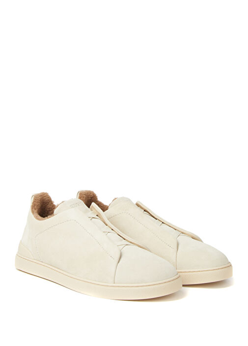 Krem Erkek Deri Sneaker - Görsel 3