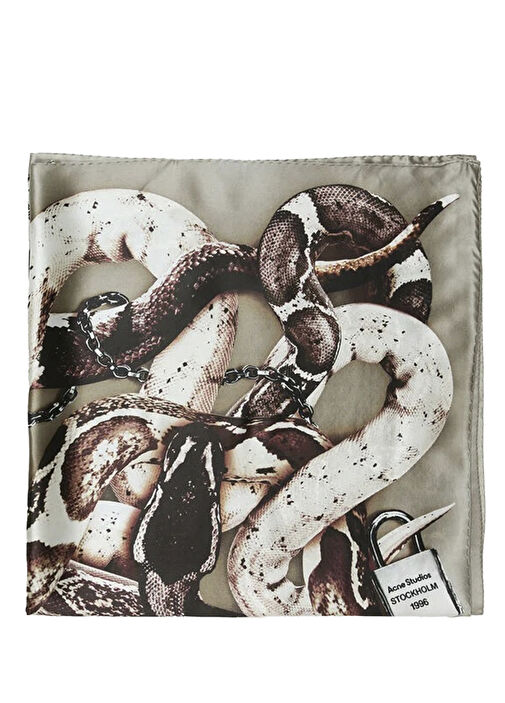 Beige Snake Printed Men's Silk Scarf