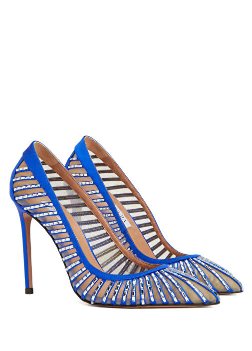 Passions Mavi Taşlı Topuklu Ayakkabı - Görsel 3