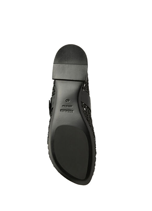 Megan Siyah Örgü Dokulu Deri Babet - Görsel 6