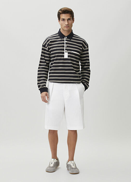 Navy blue Bottega Veneta Navy blue Men Navy Striped Polo T-shirt