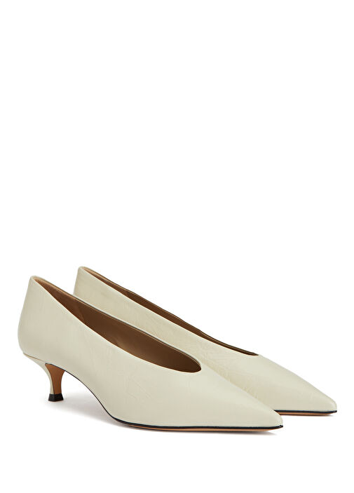 Babouche Ekru Deri Topuklu Ayakkabı - Görsel 3