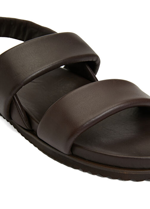 Kahverengi Erkek Deri Sandalet - Görsel 7