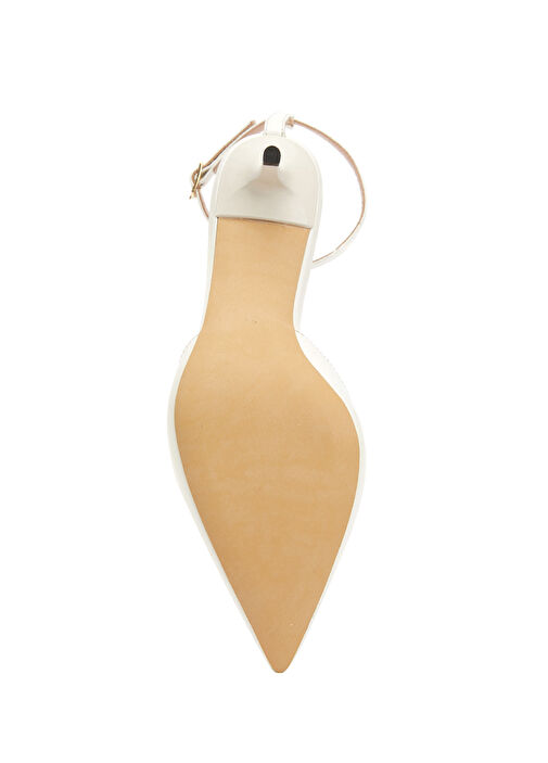 Krem Deri Topuklu Ayakkabı - Görsel 6