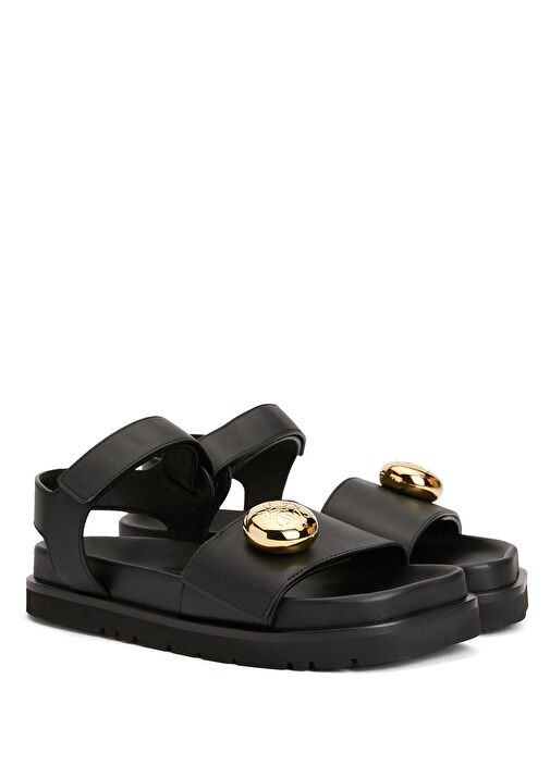 Pebble Siyah Kadın Deri Sandalet - Görsel 3