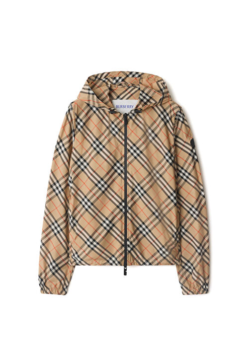 Burberry Bej Kadın Check Hooded Bej Kapüşonlu Kadın Mont 1896185