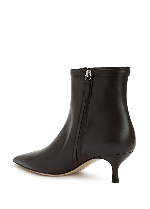 Koyu Kahverengi Topuklu Deri Bot - Görsel 4