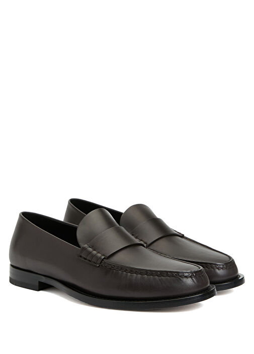 Koyu Kahverengi Kadın Deri Loafer - Görsel 3