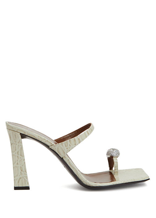 Intriigo Beyaz Deri Topuklu Terlik - Görsel 2