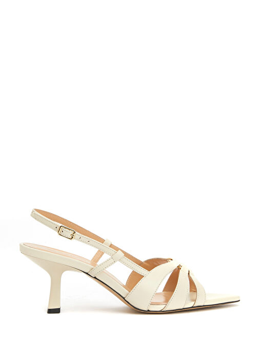 Kırık Beyaz Kadın Deri Sandalet - Görsel 2