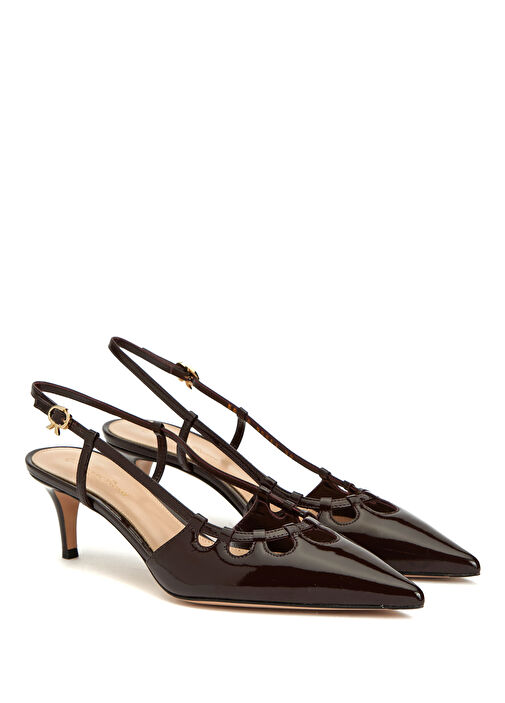 Bordo Deri Topuklu Ayakkabı - Görsel 3