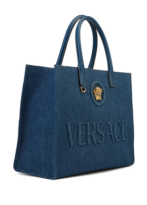 Versace - Mavi Kadın Deri Çanta - Mavi