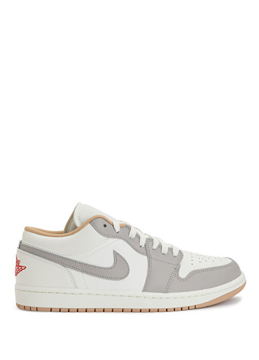 Air Jordan 1 Low Beyaz Gri Erkek Deri Sneaker - Görsel 2