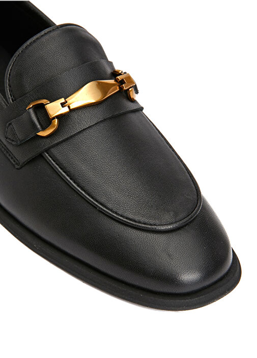 Siyah Kadın Deri Loafer - Görsel 7